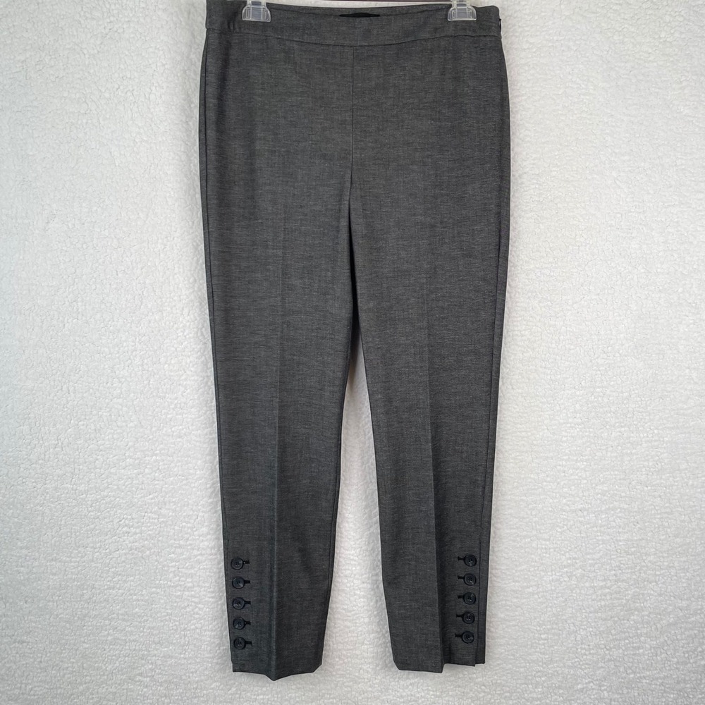 Talbots Chatham Ankle Pants Womens‎ 10 Gray Heathered Side Zip Button Hem Slim